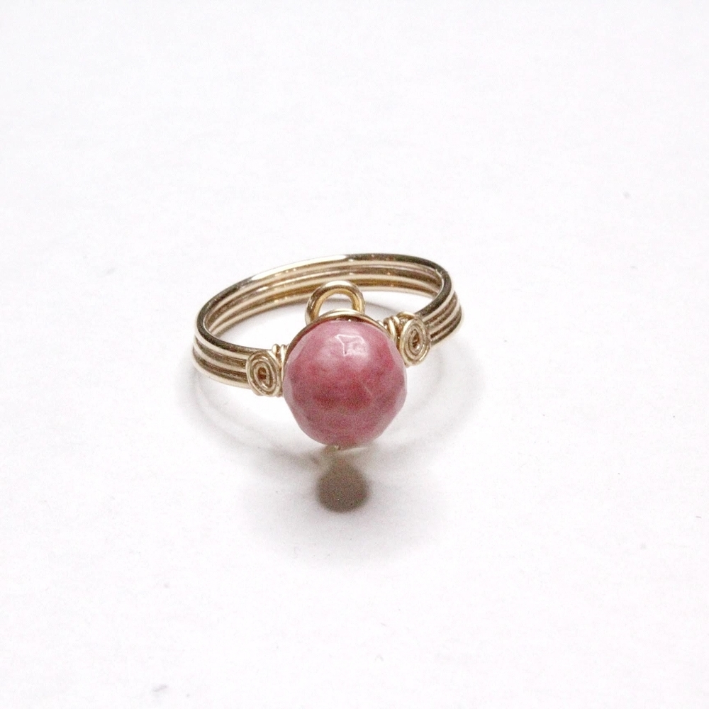 Handmade Pink and Gold Bohemian Wire Wrapped Ring